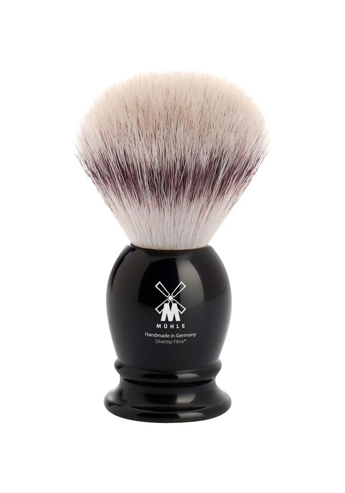 MÜHLE Classic Shaving Brush with Silvertip Fibre Bristles and Black Resin Handle - Image 1